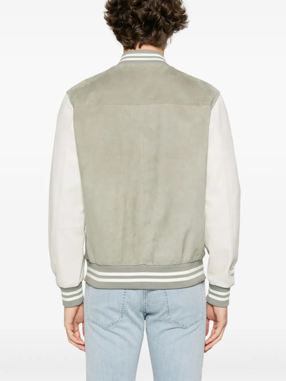 Sage Suede Bomber Jacket