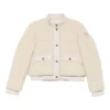 Sandstone Luxe Button-Down Bomber Jacket