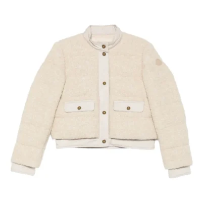 Sandstone Luxe Button-Down Bomber Jacket