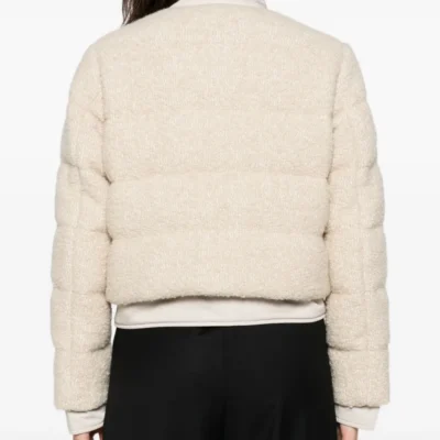 Sandstone Luxe Button-Down Bomber Jacket