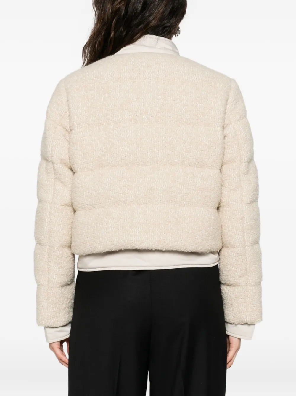 Sandstone Luxe Button-Down Bomber Jacket