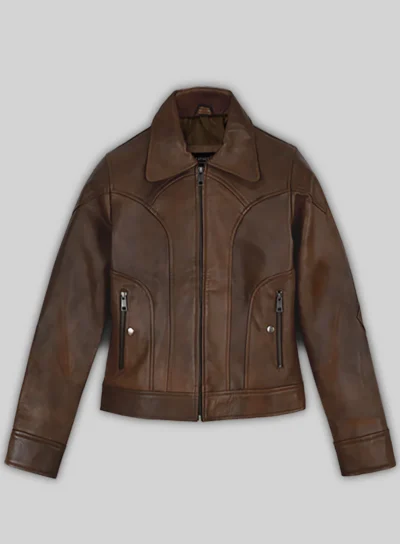 Selena Gomez Coach SS18 Brown Leather Jacket