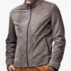 Slate Grey Luxe Zip-Up Suede Jacket