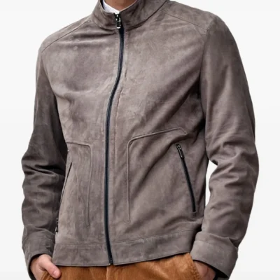 Slate Grey Luxe Zip-Up Suede Jacket