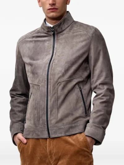 Slate Grey Luxe Zip-Up Suede Jacket