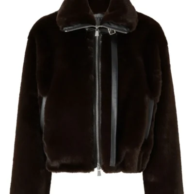 Sleek Brown Zip-Up Bomber Jacket