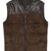 Sleek Leather-Panel Quilted Vest