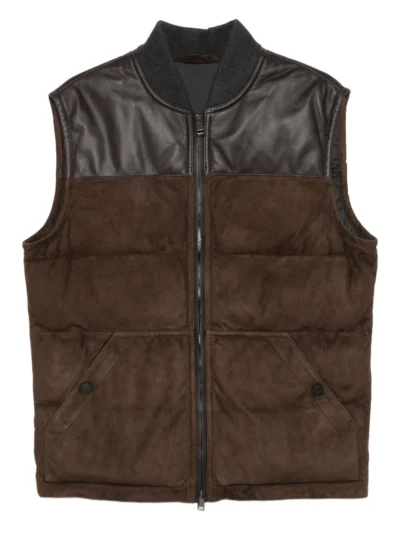 Sleek Leather-Panel Quilted Vest