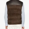 Sleek Leather-Panel Quilted Vest