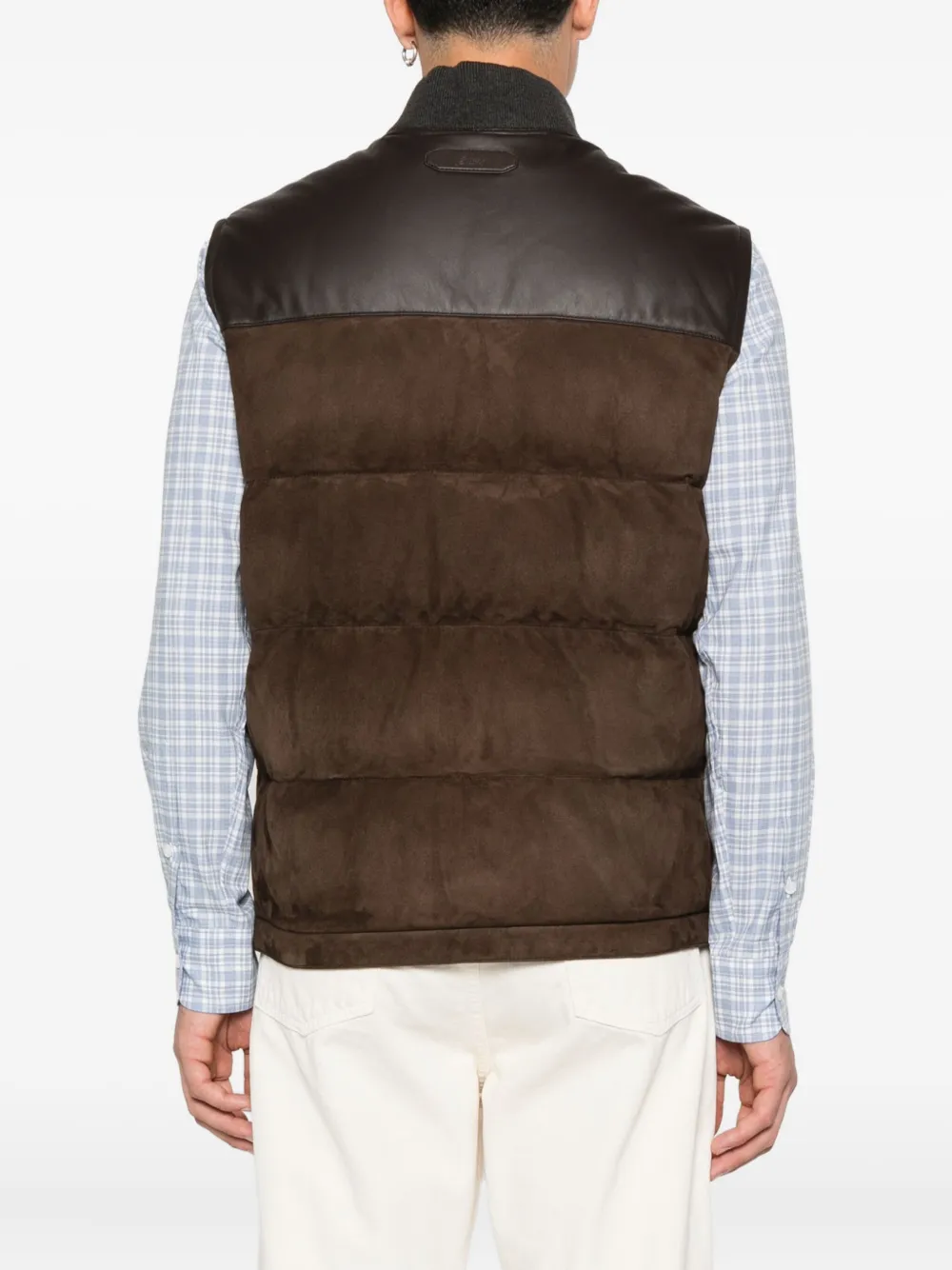 Sleek Leather-Panel Quilted Vest