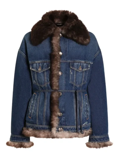 Statement Fur-Trimmed Denim Jacket