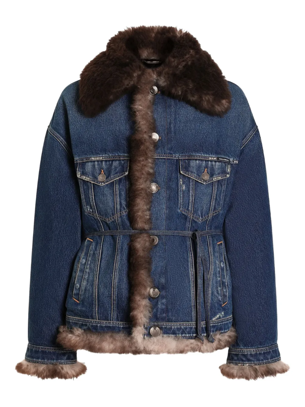 Statement Fur-Trimmed Denim Jacket