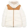 Suede Detail Quilted Puffer Jacket