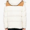 Suede Detail Quilted Puffer Jacket