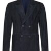 Tobacco Blue Suede Double-Breasted Blazer