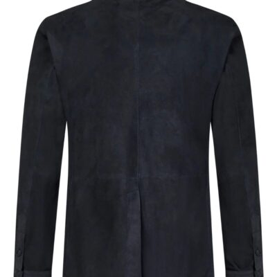 Tobacco Blue Suede Double-Breasted Blazer