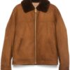 Tobacco Brown Lambskin Suede Jacket with Shearling Collar