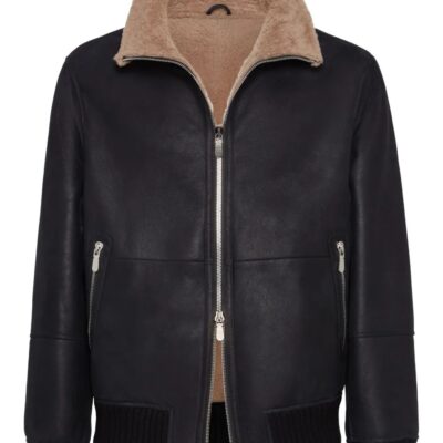 Unisex Black Lamb Fur Leather Jacket