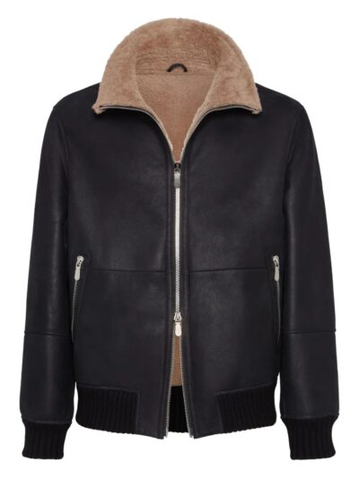 Unisex Black Lamb Fur Leather Jacket