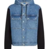 Urban Hooded Blue And Black Denim Jacket