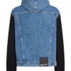 Urban Hooded Blue And Black Denim Jacket