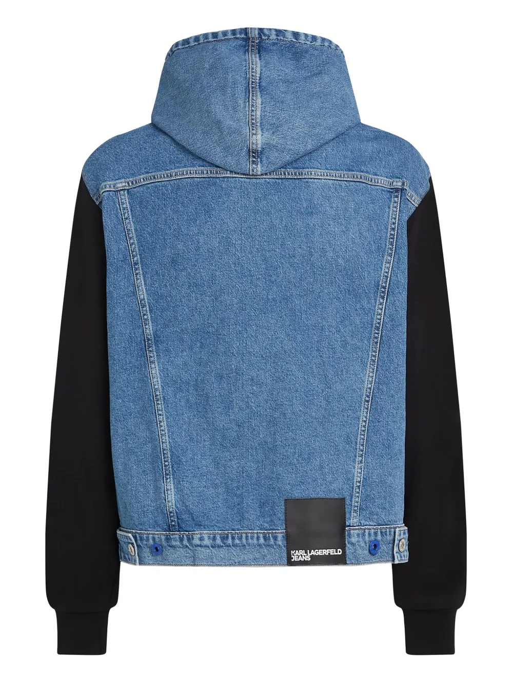 Urban Hooded Blue And Black Denim Jacket