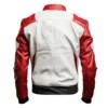 White & Red Street Racer Biker Leather Jacket for Men