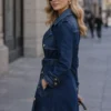 Women Denim Long Trench Coat