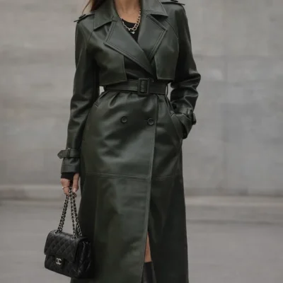 Women Green Trench Coat