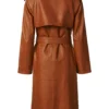 Women’s Authentic Brown Leather Long Trench Coat