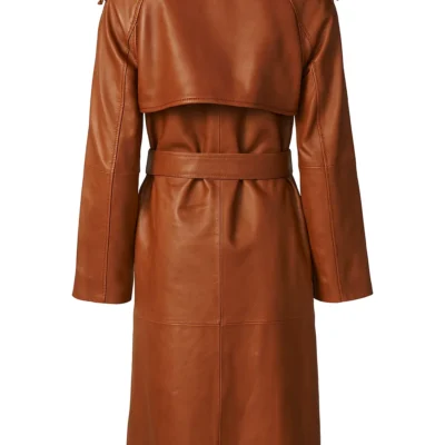 Women’s Authentic Brown Leather Long Trench Coat