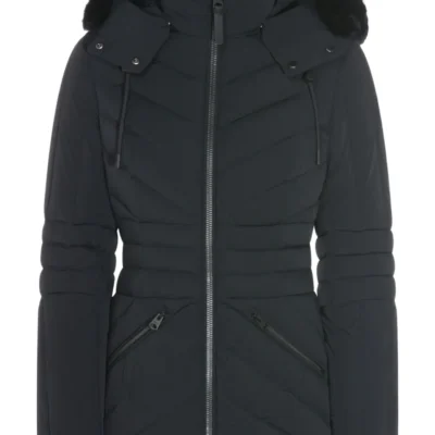Women's Black Fur Hooded Puffer Jacket