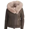 Women’s Classic Brown Shearling-Lined Leather Jacket