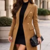 Women’s Fall Winter Wool Double-Breasted Midi Peacoat