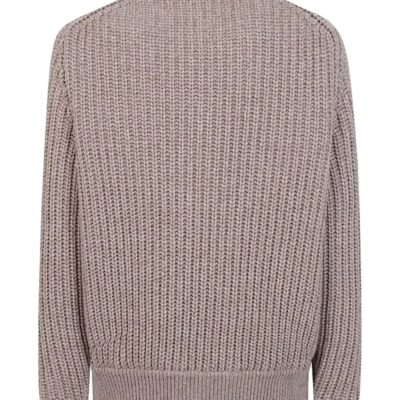 Women’s Taupe Suede Jacket with Knitted Sleeves