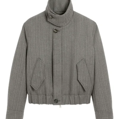 Wool Herringbone Harrington Jacket