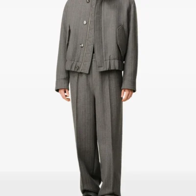 Wool Herringbone Harrington Jacket