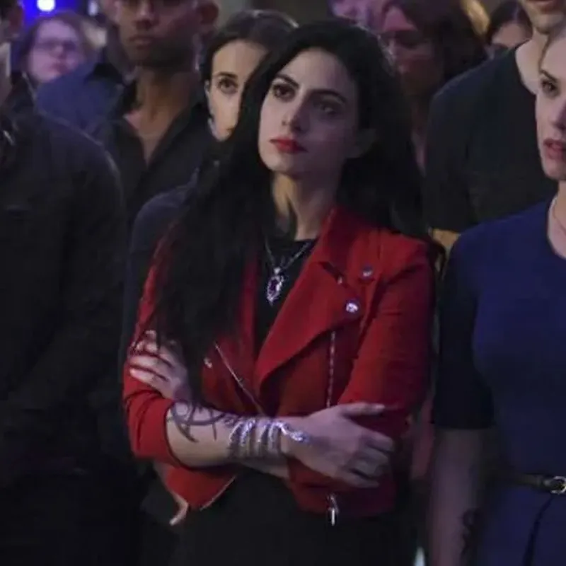 shadowhunters-emeraude-toubia-red-suede-jacket