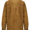 unisex Camel Contrast-Collar Suede Jacket