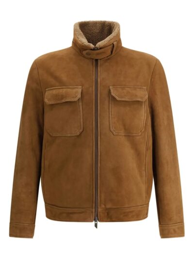 unisex black and Camel Suede Jacket for Men with Zip & Pockets
