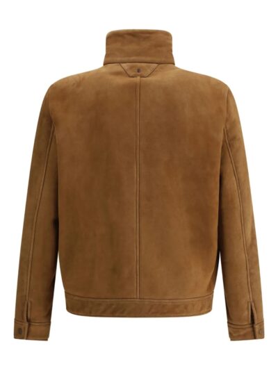 unisex black and Camel Suede Jacket for Men with Zip & Pockets