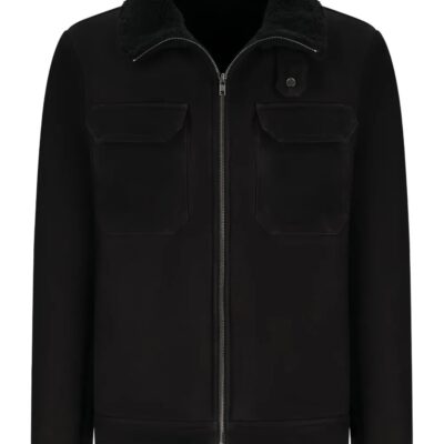 unisex black and Camel Suede Jacket for Men with Zip & Pockets black