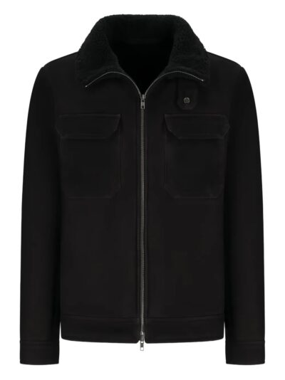 unisex black and Camel Suede Jacket for Men with Zip & Pockets black