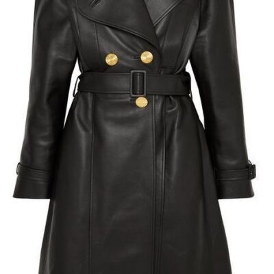 women double breasted long Trench Style Coat