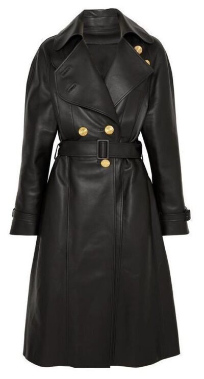 women double breasted long Trench Style Coat