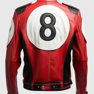 8 Ball Pool Billiard Cue Men’s Bomber Leather Jacket