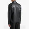 Black Double-Breasted Leather Blazer