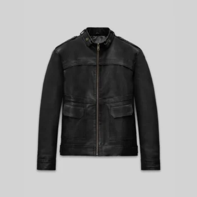Black Nova Genuine Leather Biker Jacket