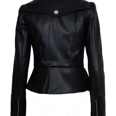 Black Peplum Zip-Front Jacket