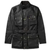 Black Trialmaster Wax Belted Field Jacket
